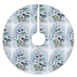 Dandie Dinmont Christmas Polyester Weihnachtsbaumdecke