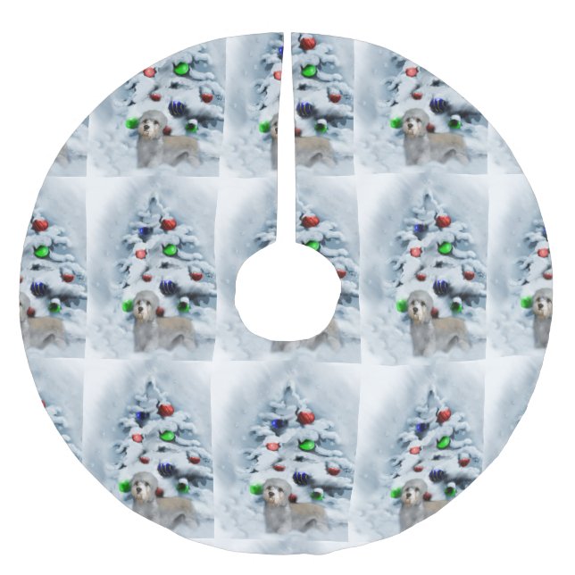 Dandie Dinmont Christmas Polyester Weihnachtsbaumdecke (Vorderseite)