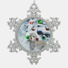 Dandie Dinmont Christmas Schneeflocken Zinn-Ornament