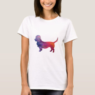 Dandie Dinmont Dog Breed Geo Silhouette lila T-Shirt