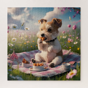 Dandie Dinmont Terrier auf einem Picknick Puzzle