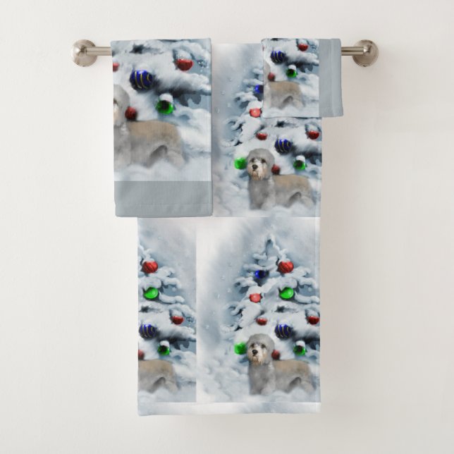 Dandie Dinmont Terrier Christmas Badhandtuch Set (Insitu)