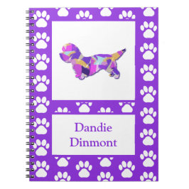 Dandie Dinmont Terrier Dog Silhouette PurplePY&B Notizblock