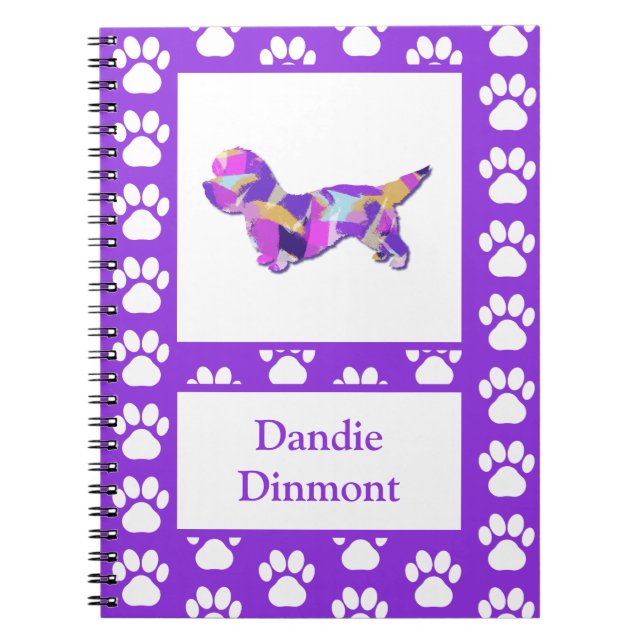 Dandie Dinmont Terrier Dog Silhouette PurplePY&B Notizblock (Vorderseite)