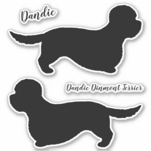 Dandie Dinmont Terrier Dog Silhouetten Sticker Set