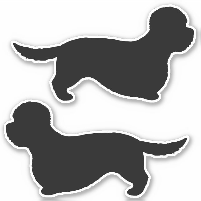 Dandie Dinmont Terrier Dog Silhouetten Sticker Set (Vorderseite)