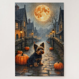 Dandie Dinmont Terrier Gothic Village Halloween Puzzle