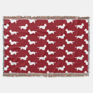 Dandie Dinmont Terrier Hund Silhouetten Muster Rot Decke