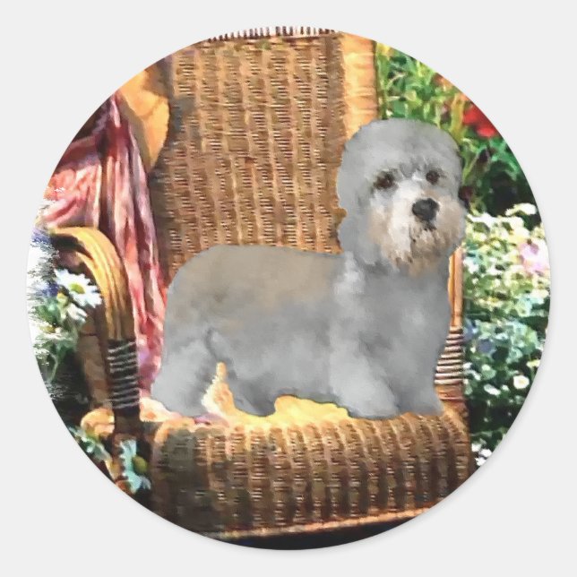 Dandie Dinmont Terrier Kunstgewerbe Runder Aufkleber (Vorderseite)