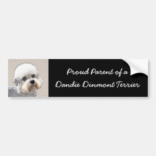 Dandie Dinmont Terrier Malerei Original Hund Kunst Autoaufkleber