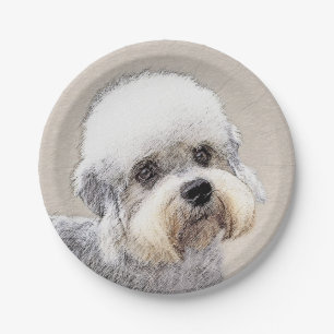 Dandie Dinmont Terrier Malerei Original Hund Kunst Pappteller