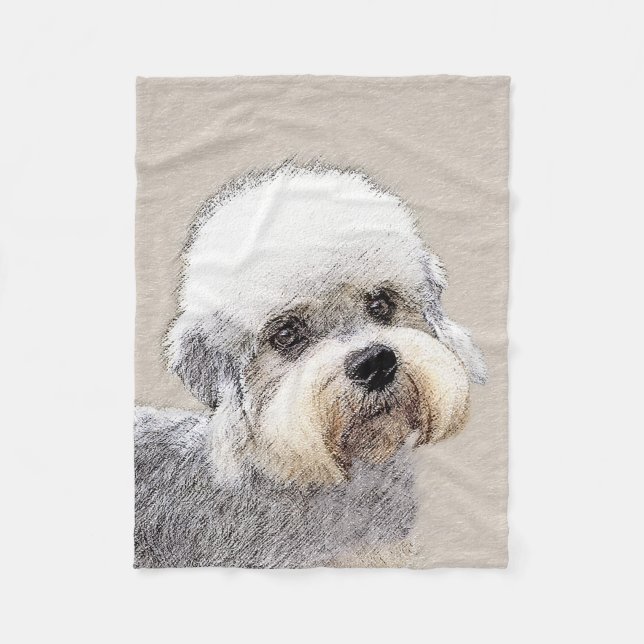 Dandie Dinmont Terrier Painting Original Dog Art Fleecedecke (Vorderseite)