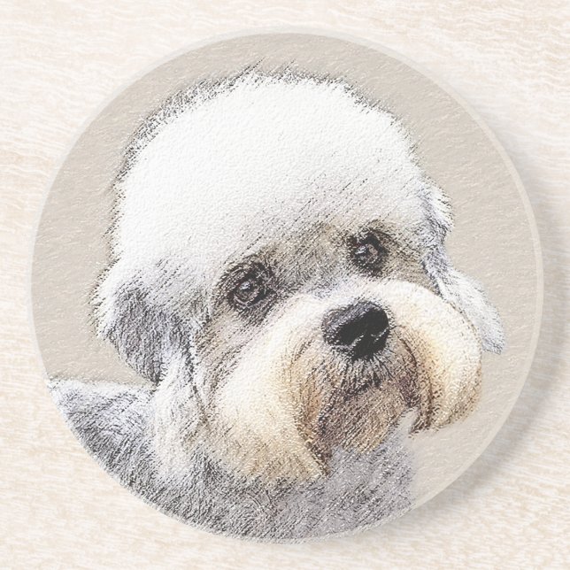 Dandie Dinmont Terrier Painting Original Dog Art Getränkeuntersetzer (Vorne)