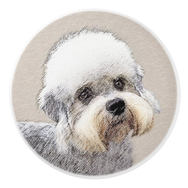 Dandie Dinmont Terrier Painting Original Dog Art Keramikknauf (Vorderseite)