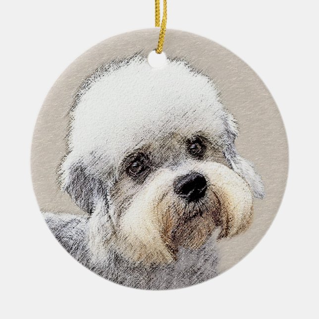 Dandie Dinmont Terrier Painting Original Dog Art Keramikornament (Vorne)