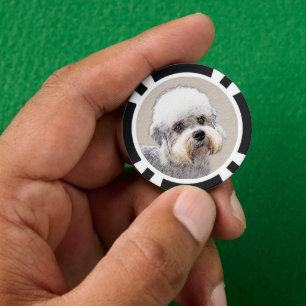 Dandie Dinmont Terrier Painting Original Dog Art Pokerchips