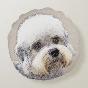 Dandie Dinmont Terrier Painting Original Dog Art Rundes Kissen