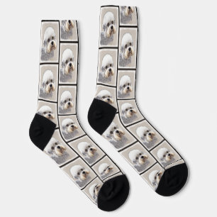 Dandie Dinmont Terrier Painting Original Dog Art Socken