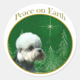 Dandie Dinmont Terrier Peace Runder Aufkleber