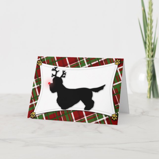 Dandie Dinmont Terrier Reindeer Weihnachtskarte Feiertagskarte (Vorderseite)