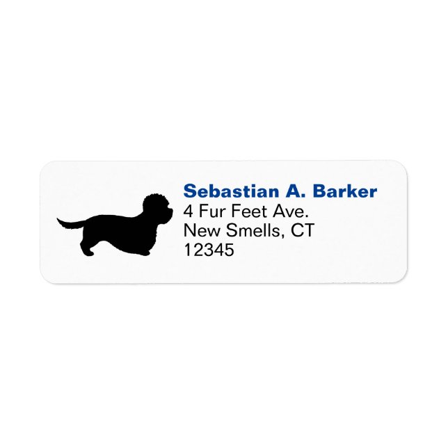 Dandie Dinmont Terrier Silhouette Rücksendeadresse (Vorne)