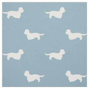 Dandie Dinmont Terrier Silhouetten Blau und Weiß Stoff