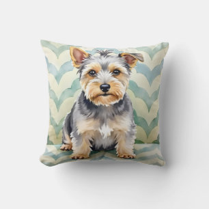 Dandie Dinmont Terrier Wasserfarbe Muschelschicht Kissen