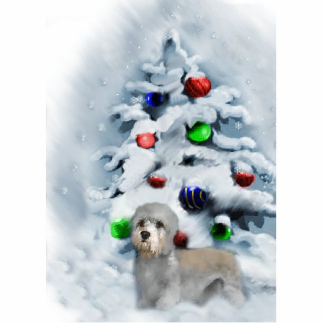 Dandie Dinmont Terrier Weihnachtsschmuck Fotoskulptur Ornament (Vorne)