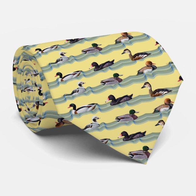 Dandy Ducks Krawatte doppelseitiger Druck (Gelb) (Gerollt)