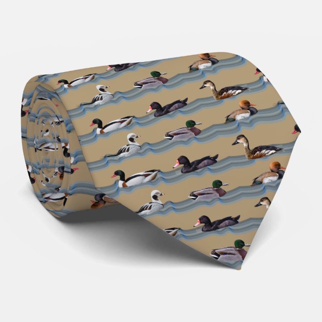Dandy Ducks Krawatte Doppelseitiges Design (Beige) (Gerollt)
