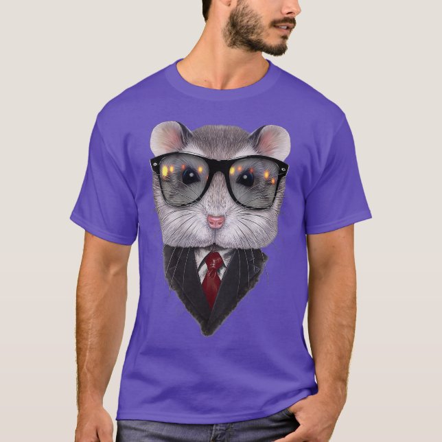 Dandy Gray Dwarf Hamster mit Sunglass und T-Shirt (Vorderseite)