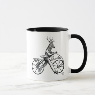 Dandy-Hirsch auf altem Fahrrad Tasse