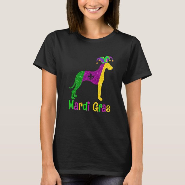Dane Dog Lover Mardi Gras Carnival Jester Premium T-Shirt (Vorderseite)