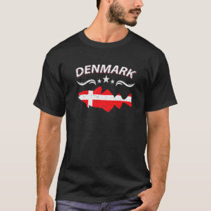 Dänemark Angeluscher Souvenirflagge Kabeljau Kunst T-Shirt