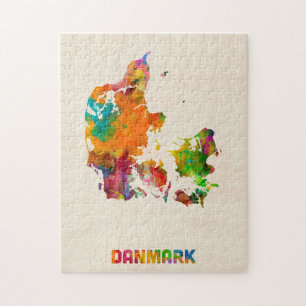 Dänemark-Aquarell-Karte Puzzle