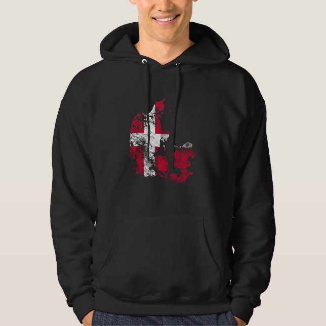 Dänemark beunruhigte Flagge Hoodie (Vorderseite)