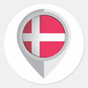 Dänemark Button Location Flag Runder Aufkleber