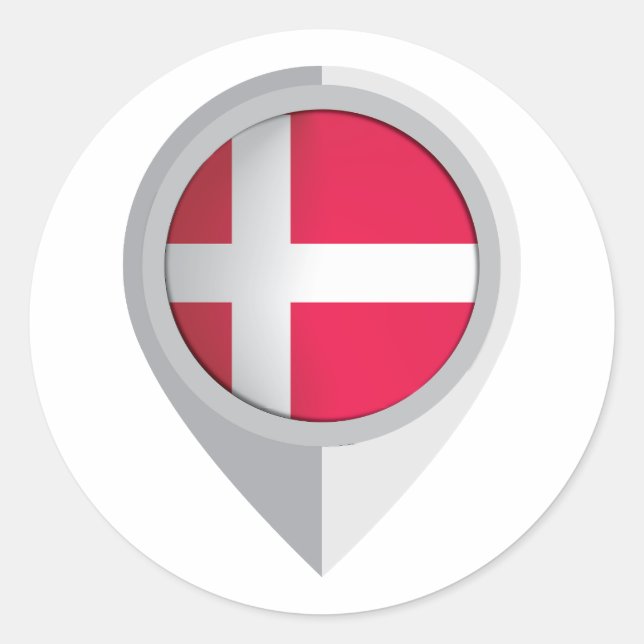 Dänemark Button Location Flag Runder Aufkleber (Vorderseite)