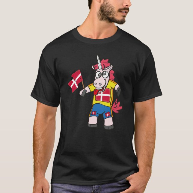 Dänemark Crazy Unicorn T-Shirt (Vorderseite)