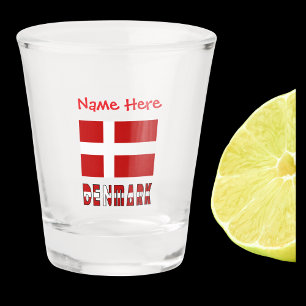 Dänemark Dänische Flagge Rot Personalisiert  Schnapsglas