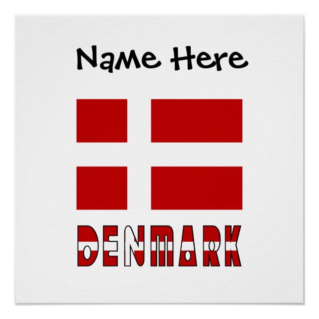 Dänemark dänische Flagge Schwarze Personalisierung Poster (Vorderseite)