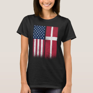 Dänemark Danish American Flags Proud T-Shirt