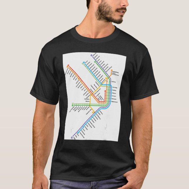 Dänemark Danmark Train Map T-Shirt (Vorderseite)