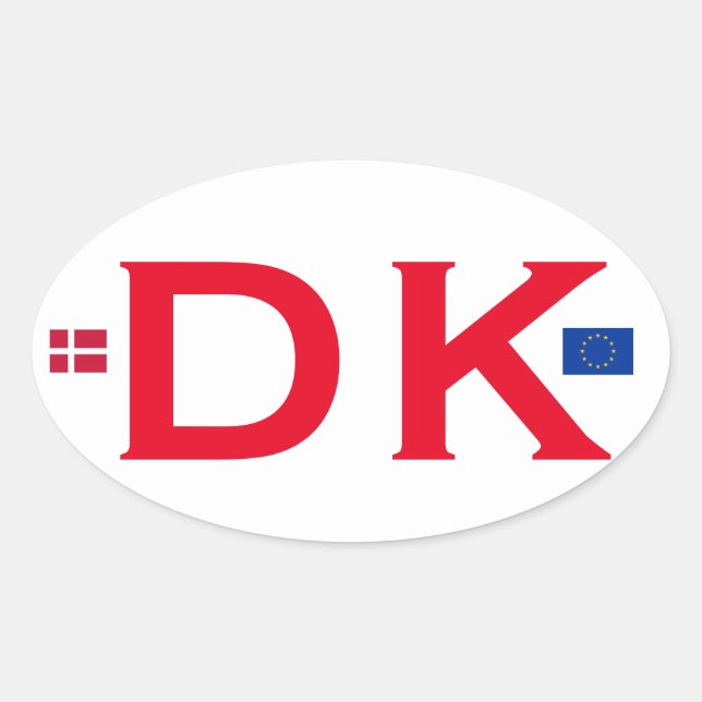 Dänemark DK Oval Sticker im Euro-Stil (Vorderseite)