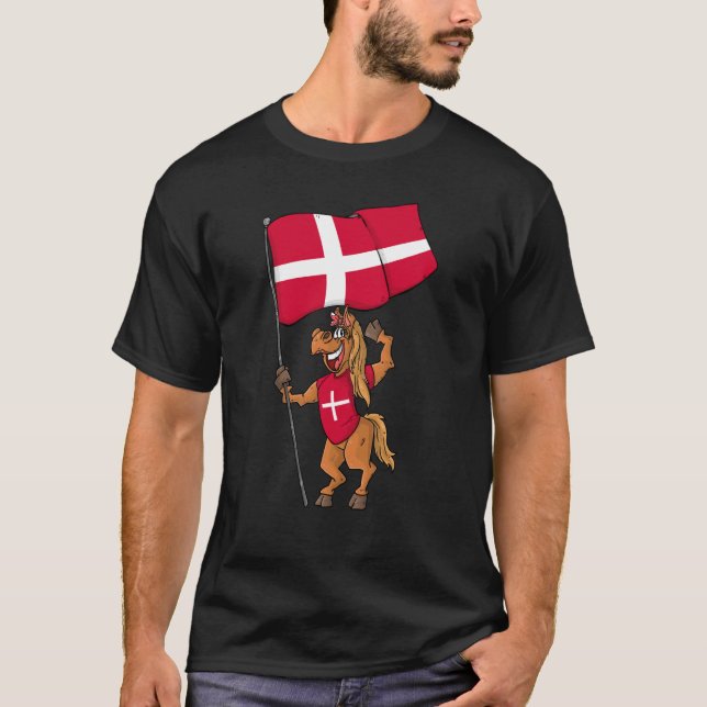 Dänemark Fan Horse T-Shirt (Vorderseite)