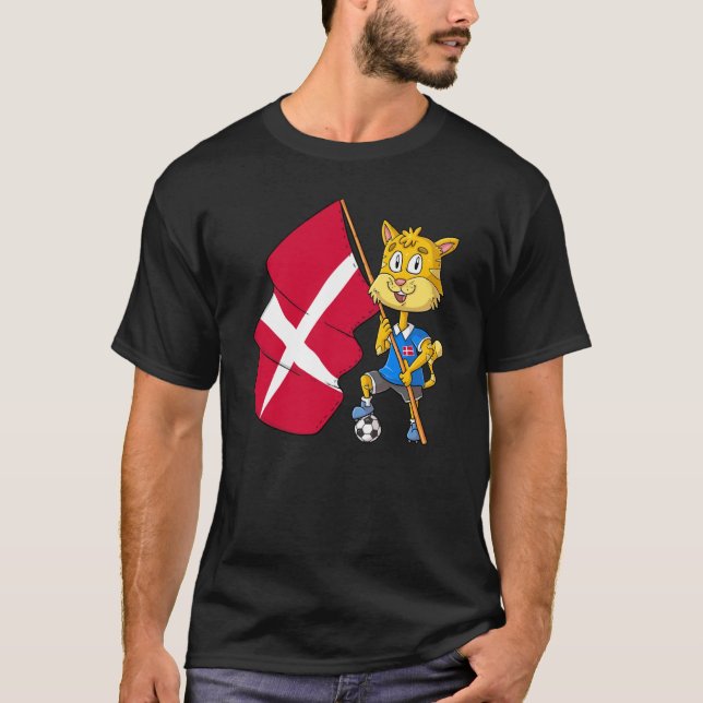 Dänemark Fan Katze T-Shirt (Vorderseite)