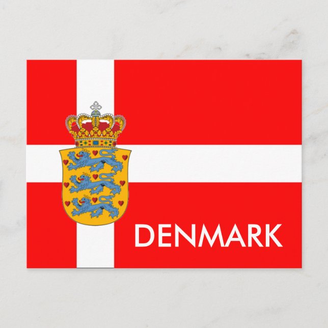Dänemark Flag & Coat of Arms Postcard! Postkarte (Vorderseite)
