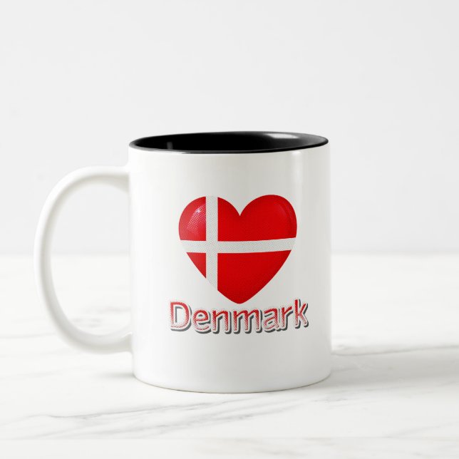 Dänemark Flag Cutout Zweifarbige Tasse (Links)