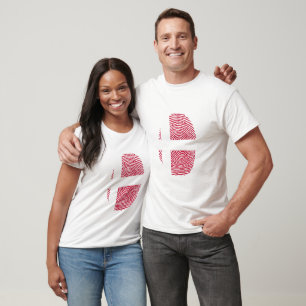 Dänemark Flag Fingerprint T-Shirt