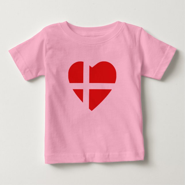 Dänemark Flag Heart T - Shirt (Vorderseite)